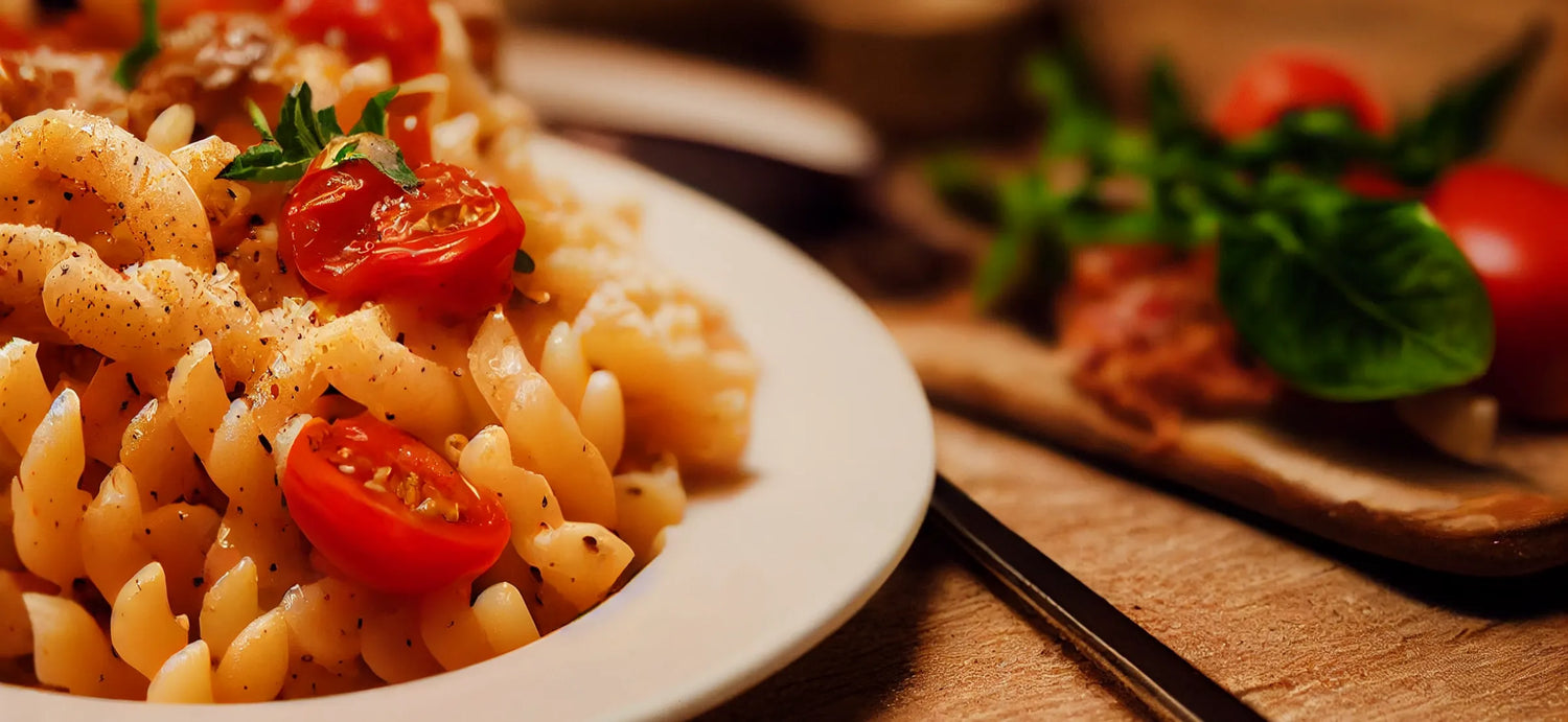 Lupinen Pasta mit Tomaten-Knoblauch-Sauce