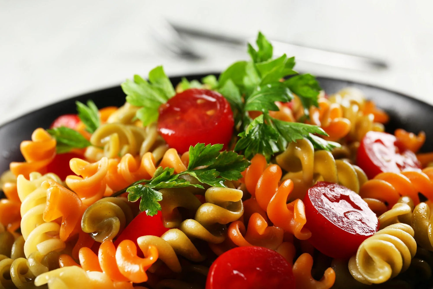 Tomaten-Basilikum-Sauce mit Kürbiskern Fusilli