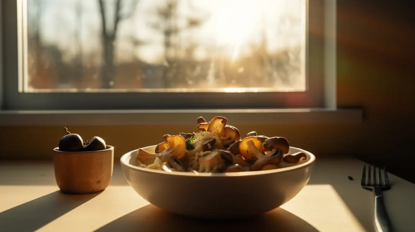 Balsamico Konjak-Pastabowl mit Champignons