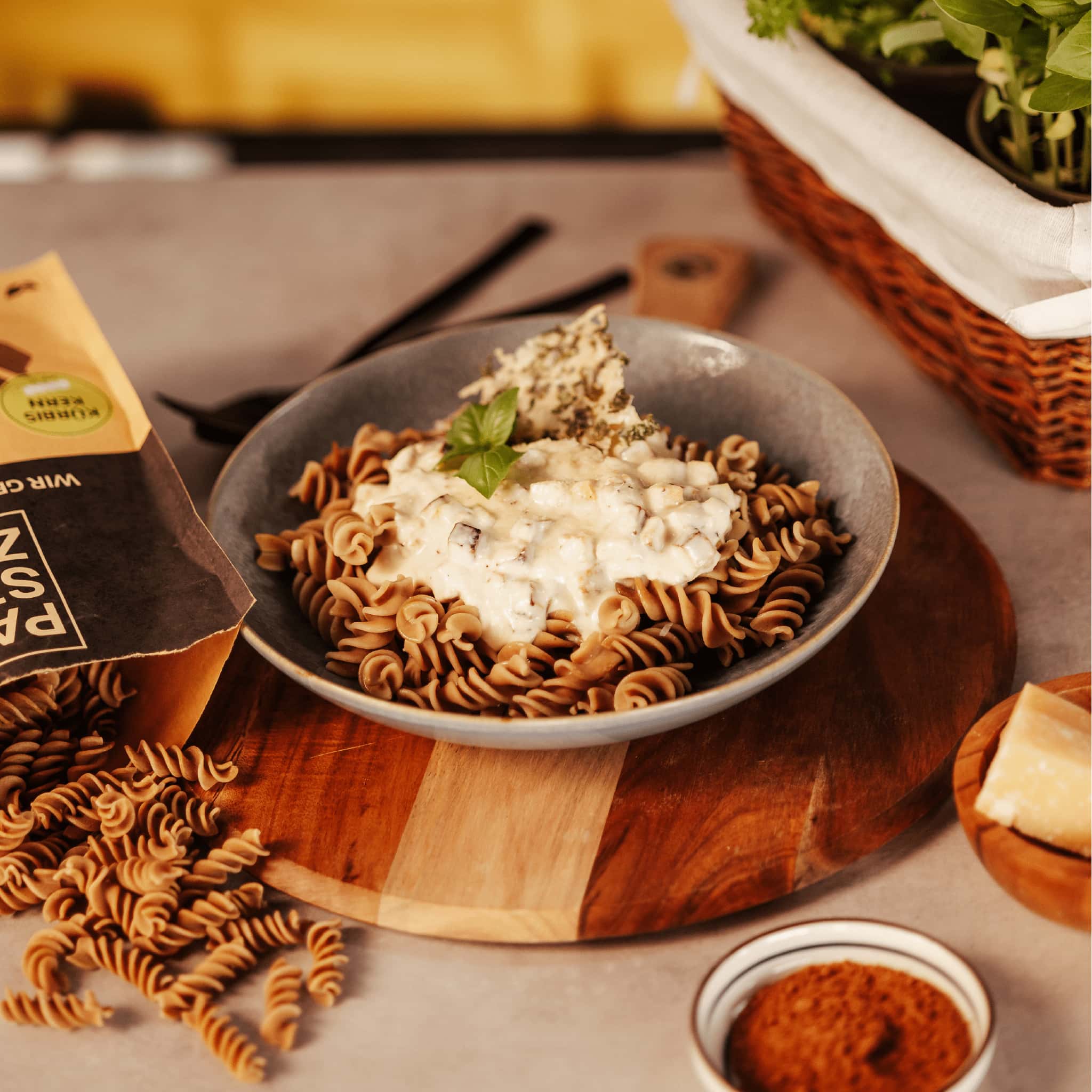 Bio Kürbiskern Fusilli – nussige Kürbis Pasta mit 37,9 g Protein