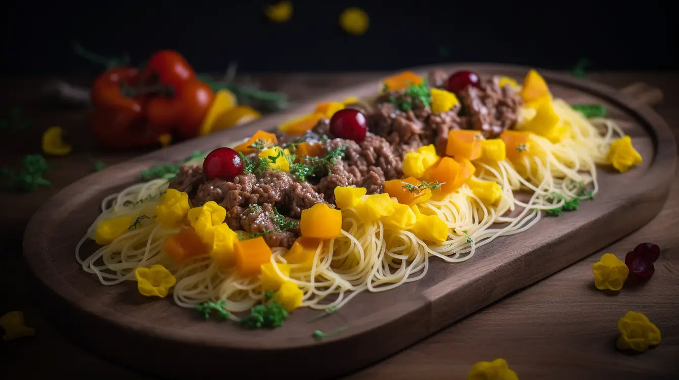 Low Carb Konjak Spaghetti mit Rindfleisch & Mango
