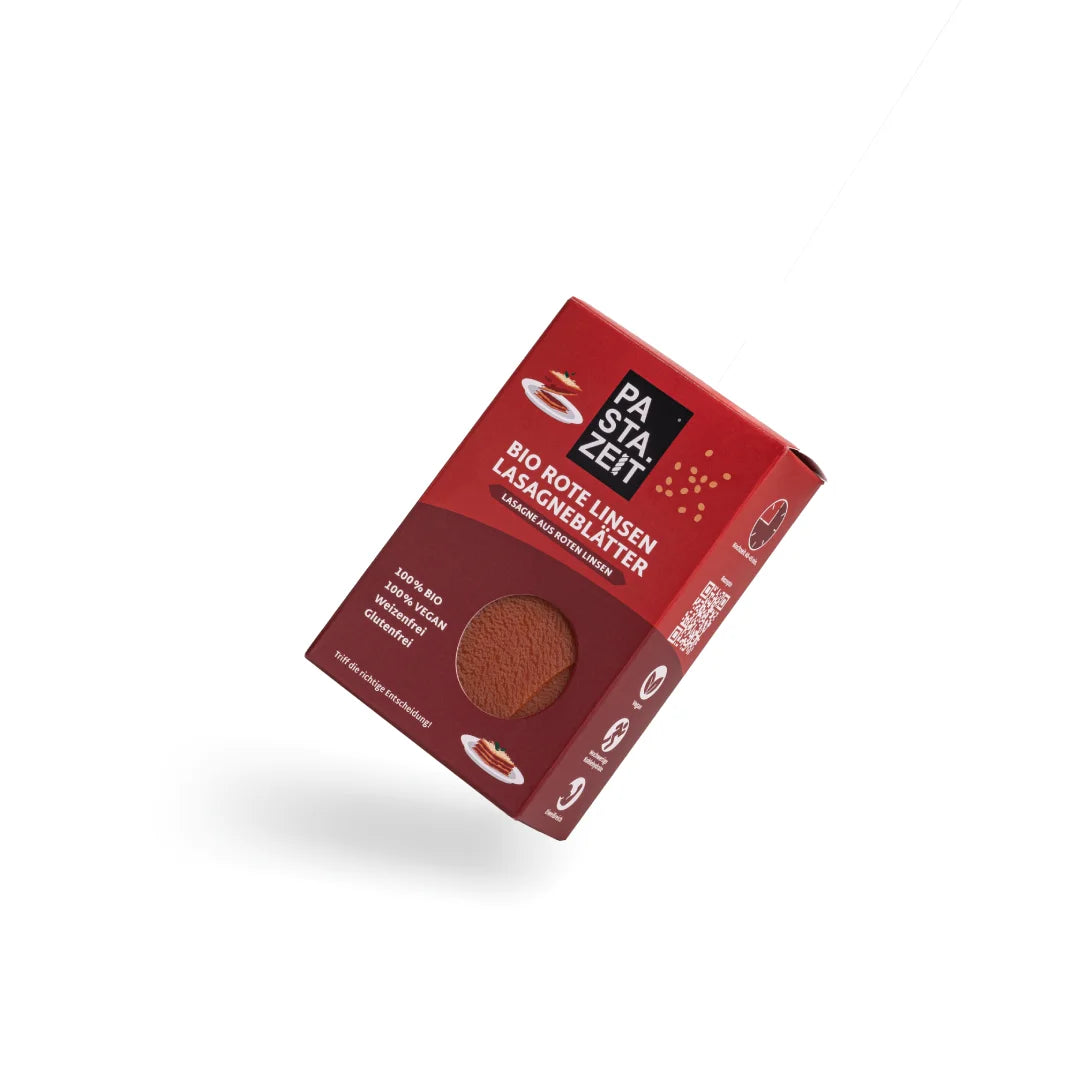 Dieses Produkt enthält 250g BIO Rote Linsen Lasagneblätter